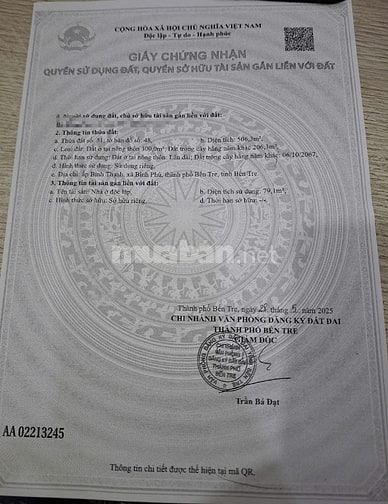 BÁN NHÀ  VƯỜN  3 MẶT TIỀN TP BẾN TRE