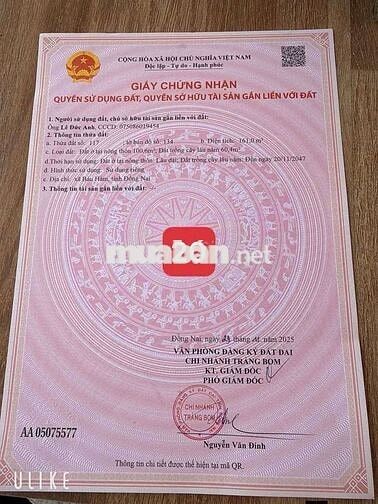 nhà 3 phòng ngủ dt 5x32,5mv có thổ cư giá 1ty,390
