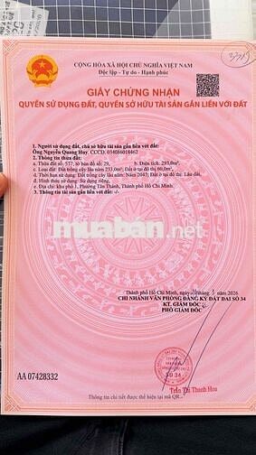 Cần bán lô đất mặt tiền ngang 17,5m Phú mỹ