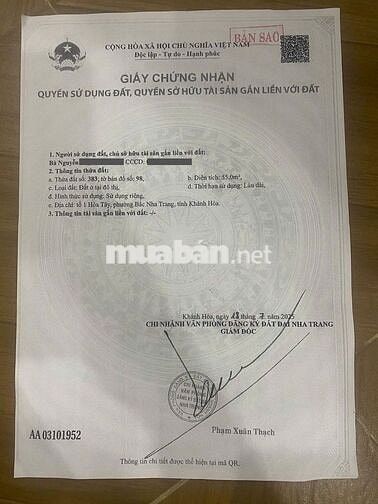 ĐẤT HẺM OTO 4m NGUYỄN ĐỨC THUẬN, BẮC NHA TRANG