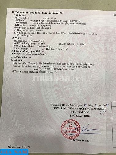 BÁN NHÀ MẶT TIỀN KINH DOANH : 578 SƯ VẠN HẠNH - P. 10 - Q. 10 - TPHCM