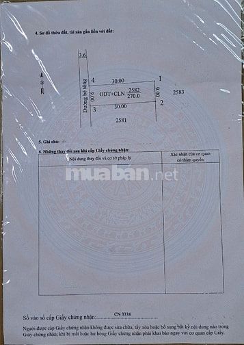Chính chủ bán đất 270m² Thanh Điền Tây Ninh
