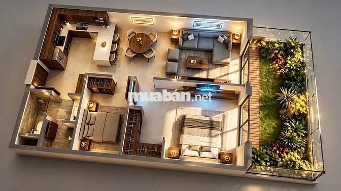 HOT CĂN 1PN+ 98,2M2  SÂN VƯỜNG 44M2 FOURS TOWER GIÁ 2 TỶ 769 