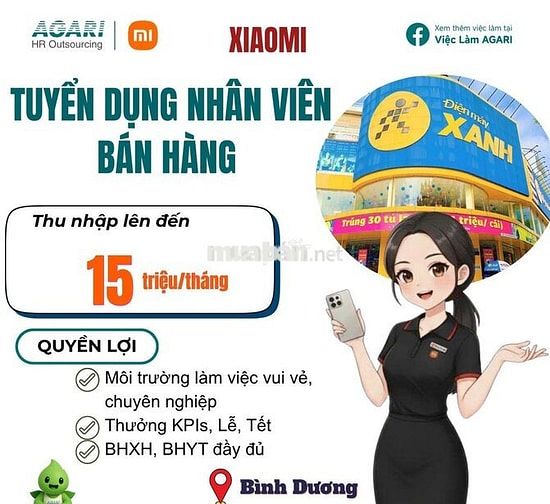 TUYỂN DỤNG NVBH XIAOMI THỦ DẦU MỘT