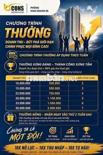 Bcons Service tuyển nhân viên cho thuê căn hộ !!