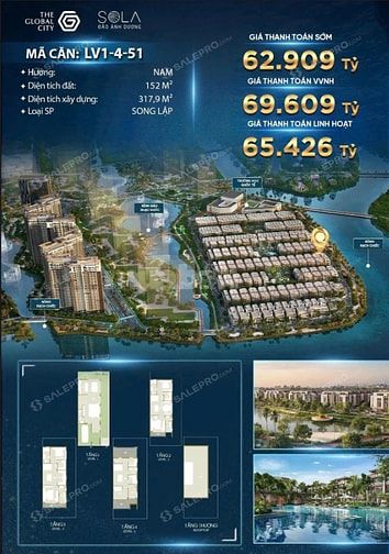  DUY NHẤT 1 CĂN SONG LẬP KẾ GÓC SÁT SÔNG HƯỚNG NAM THE GLOBAL CITY