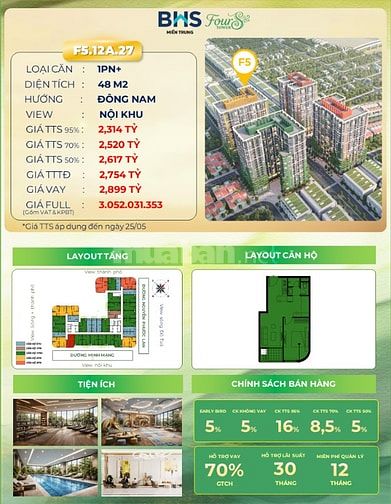 Cần bán 1PN+ 48m2 tầng cao giá chỉ 2tỷ xxx