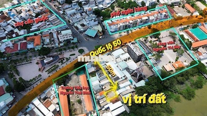 ĐẤT Ở ĐÔ THỊ TRUNG TÂM THỊ TRẤN CẦN GIUỘC 880 TRIỆU 5,4M*11M 