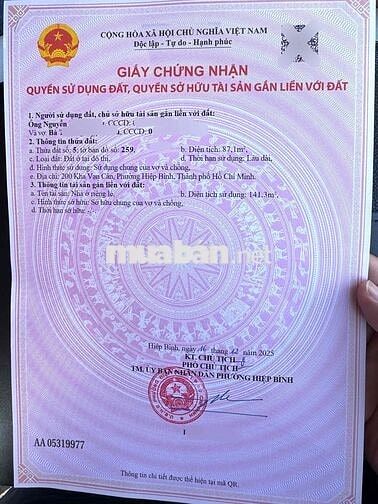 Bán nhà mặt tiền 200 Kha Vạn Cân gần TTTM GiGaMall