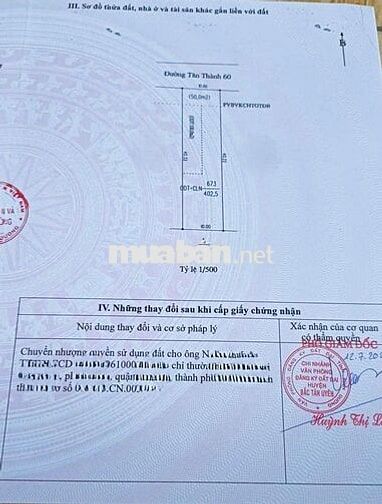 Bán đất mặt tiền đường Tân Thành 60