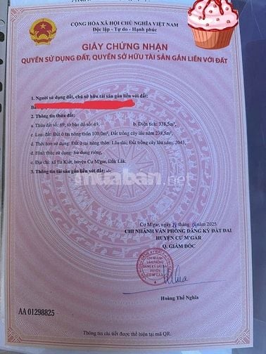 CHÍNH CHỦ CẦN BÁN GẤP LÔ ĐẤT ĐẸP TẠI CƯ M'GAR, ĐẮK LẮK GIÁ CHỈ 209