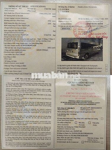 TRANSIT LUXURY SX 2014 GHẦM MÁY CAM RIN CỰC ĐẸP