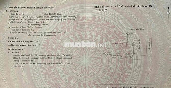 đất đẹp an cư, 50m2 giá đầu tư chỉ 950 triệu tại đào yêu hồng thái.