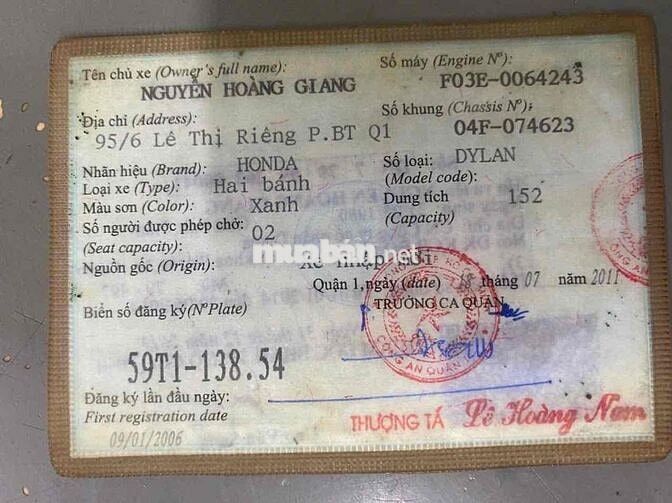 Honda Dylan 150 2006  sang ten. binh  thường
