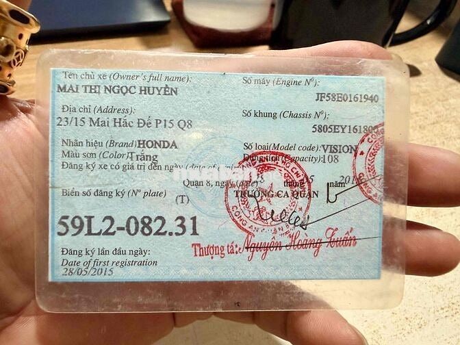 Cầm đồ thanh lý Vision 2015 bstp bao tranh chấp