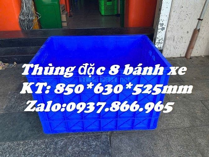 Sọt ship hàng, thùng nhựa có 8 bánh xe, sọt công nghiệp, giá sọt có bá
