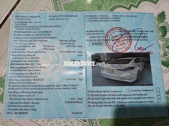 Hyundai Elantra 2018 2.0 AT Trắng