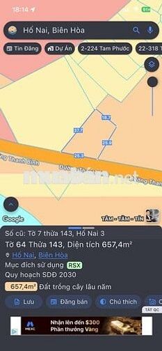 658m2 Đất Mặt Tiền Đ.Thanh Bình Hố Nai 3 Trảng Bom Cũ - 1.9 Tỷ