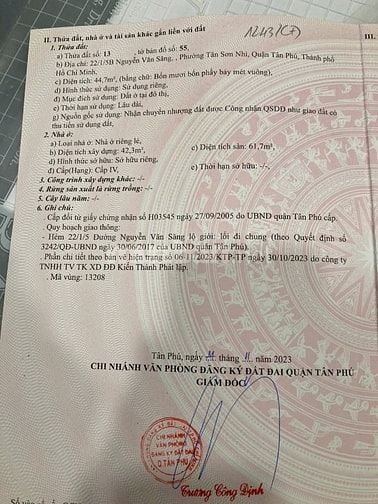 Nhà hẻm 4tỷ990 22/1/5b Nguyễn Văn Săng P. Tân Sơn Nhì Diện tích 44,7m2