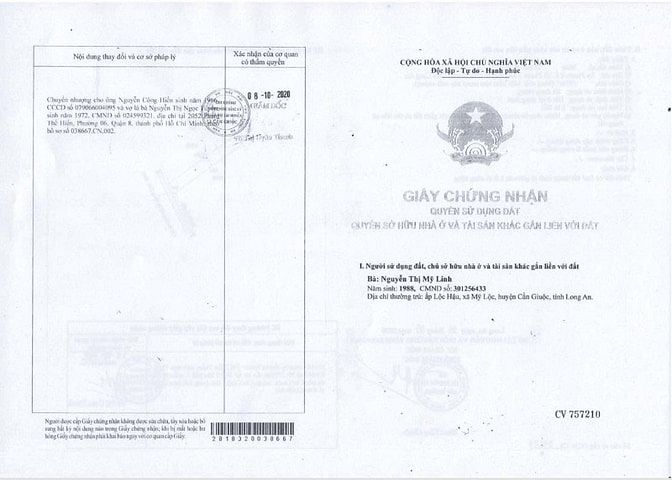 Chính chủ bán lô đất thổ cư 187m2 Trường Bình Cần Giuộc Long An