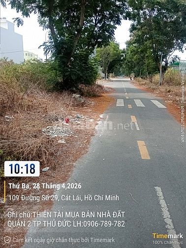 BÁN ĐẤT NỀN D/A KHU 50HA P CÁT LÁI QUẬN 2 CỦ, GIÁ 67TR/M