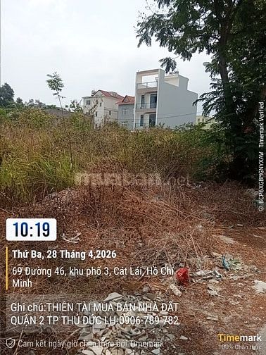 BÁN ĐẤT NỀN D/A KHU 50HA P CÁT LÁI QUẬN 2 CỦ, GIÁ 67TR/M
