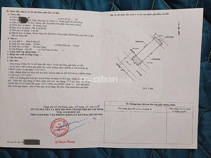 BÁN NHÀ 2 HẺM 3M (Ko XH) LÒ SIÊU, P.12, Q.11 4,68 TỶ