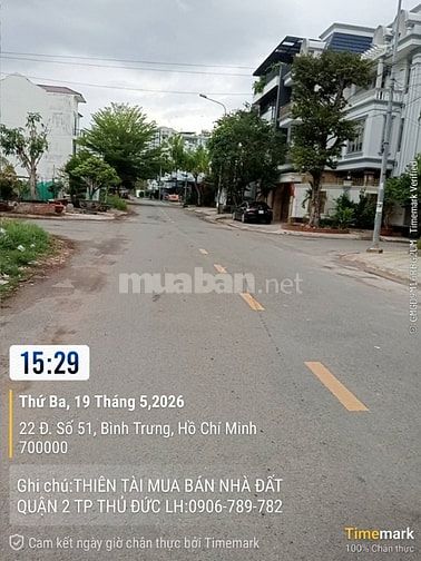 BÁN LÔ ĐẤT BT PHƯỜNG BÌNH TRƯNG ĐỒNG Q, 2 CỦ GIÁ 160TR/M.WIEU SÔNG 