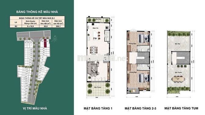 Nhà phố mặt tiền 208m2 dtsd, 4ngủ 5wc, Bình Thung phường Đông Hoà