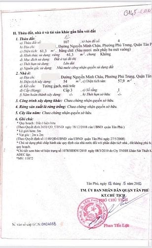 BÁN NHÀ 2 HẺM 3M (Ko XH) NGUYỄN MINH CHÂU, P.PHÚ TRUNG, Q.TP 3 TỶ 860