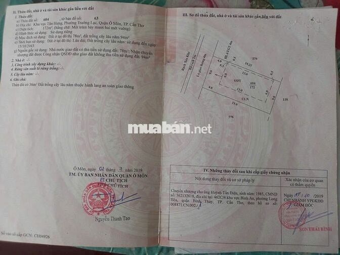 Bán đất thổ cư đường lộ ô tô, hoa hồng cho môi giới 50 triệu