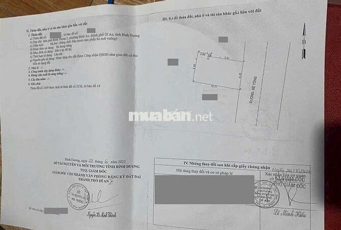Đất gần Chợ Bình An phường Bình An Tp Dĩ An 