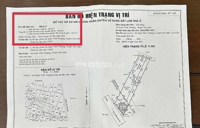 Bán nhà cũ Dt 480m2 sổ hồng riêng đường Dương Công Khi