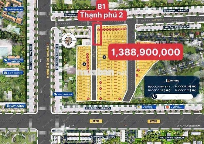1 Lô mặt tiền đường giao thông 6m cách chợ Thạnh Phú 200m