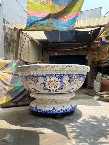 Cơ sở chậu hoa Thế Sơn - chậu hoa dán sành sứ - chậu khảm sành - cẩn m