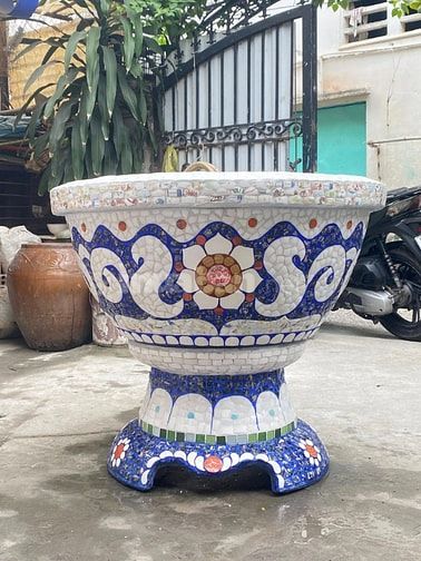 Cơ sở chậu hoa Thế Sơn - chậu hoa dán sành sứ - chậu khảm sành - cẩn m