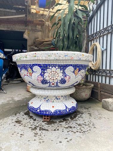 Cơ sở chậu hoa Thế Sơn - chậu hoa dán sành sứ - chậu khảm sành - cẩn m