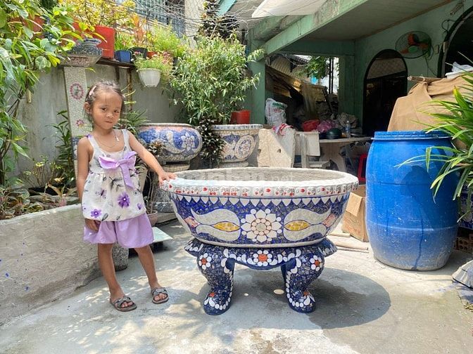 Cơ sở chậu hoa Thế Sơn - chậu hoa dán sành sứ - chậu khảm sành - cẩn m