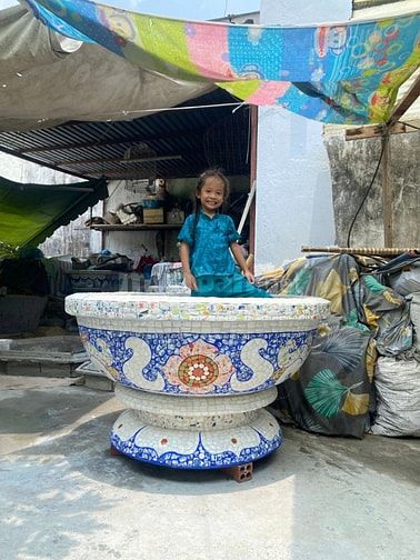 Cơ sở chậu hoa Thế Sơn - chậu hoa dán sành sứ - chậu khảm sành - cẩn m