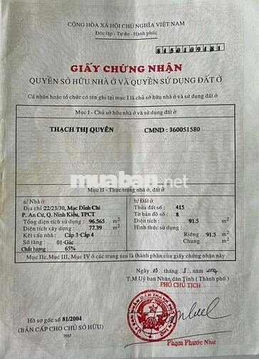 bán nhà cũ Mạc Đĩnh Chi cách hồ Huỳnh Cương 10m