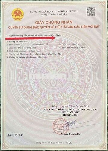 Chính chủ gấp bán, 100m thổ cư hơn 1 tỷ
