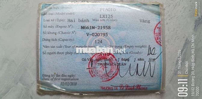 Piaggio Vespa LX 125 2010 Vàng