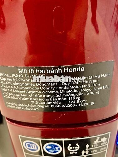 🔥SH Mode 125 2021 Chính Chủ BSTP Máy Zin Xe Đẹp