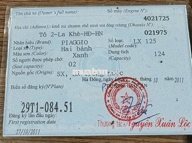 Piaggio Vespa LX 125 2011 Xanh