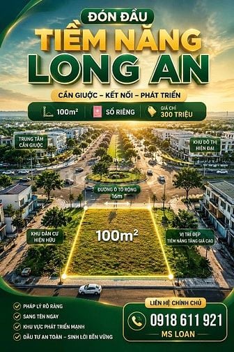 Bán Gấp Đất Sổ Riêng Long An 100m² Giá Chỉ 300 Triệu