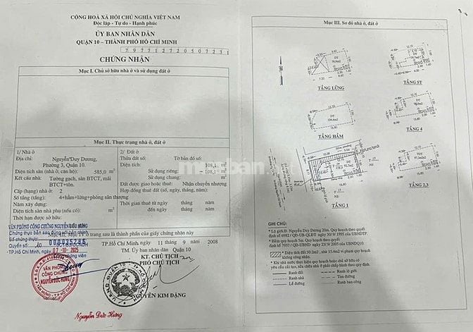 Bán tòa nhà Nguyễn Duy Dương, Q10, 7,8m x 19m, Hầm, 6 tầng, giá 80 tỷ