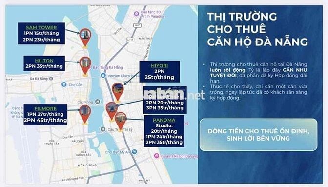 Căn hộ Sông Hàn Đà Nẵng giá 2tỷ cho thuê 20tr / tháng