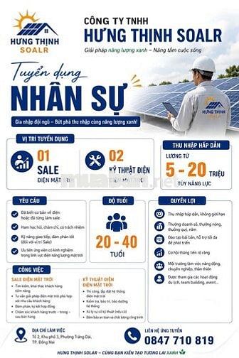 Tuyển Dụng Nhân Sự Kinh Doanh, Sale, Kĩ thuật