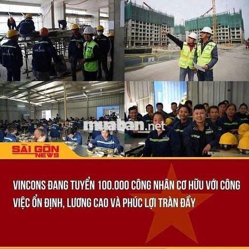 CÔNG NHÂN LÀM DỰ ÁN VIN, BAO ĂN Ở, KO YÊU CÂU KN