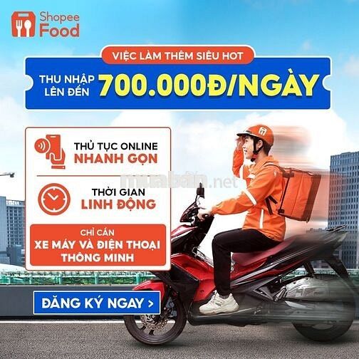 SHOPEEFOOD TUYỂN DỤNG TÀI XẾ PART-TIME THÁNG 6
